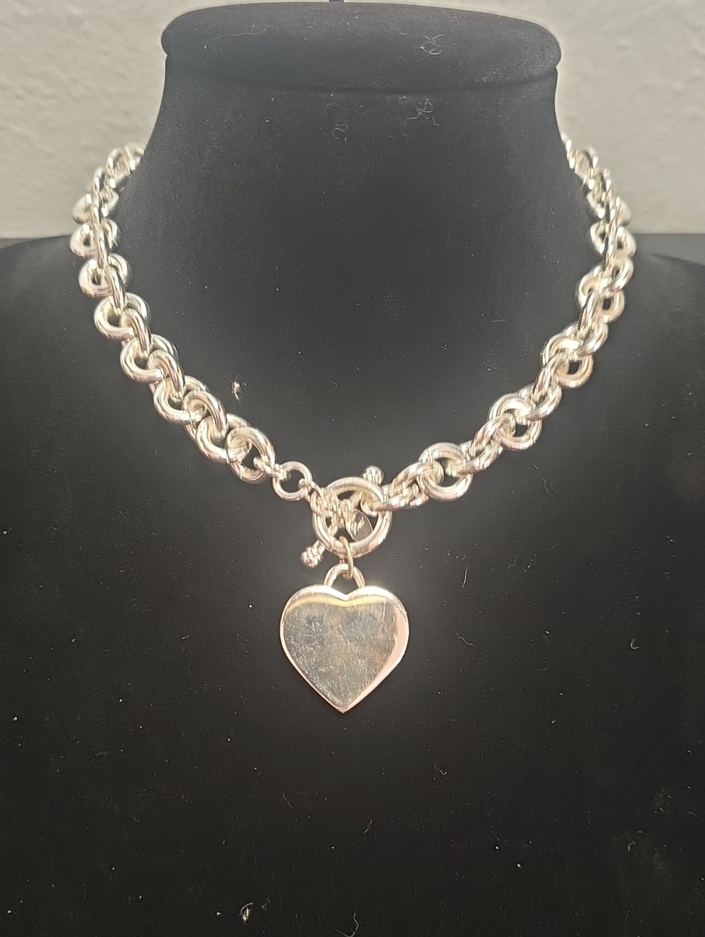 Silver Heart Toggle-Closure Charm Necklace - Women Jewelry 8"
